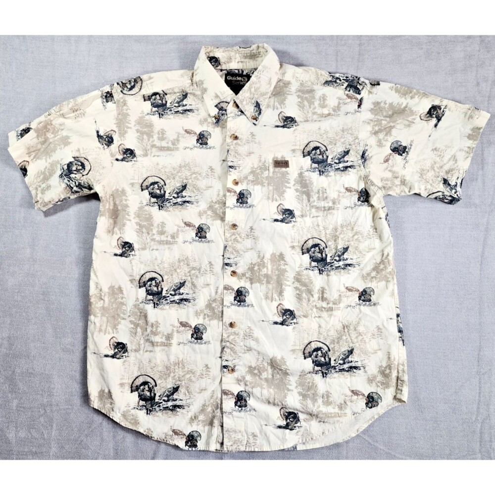 Guide Series button down shirt Medium Wild Turkey and Trees Pattern